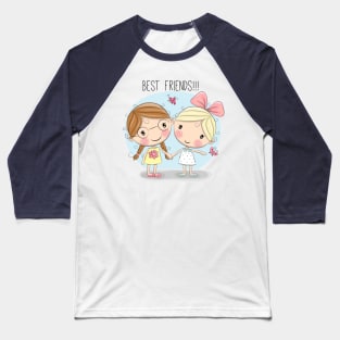 Best friends. Two girls holding hands. Baseball T-Shirt